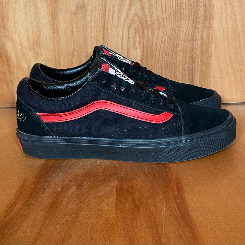 Womens 8.5 Vans Off The Wall Old Skool Mickey Mouse Club Black Red